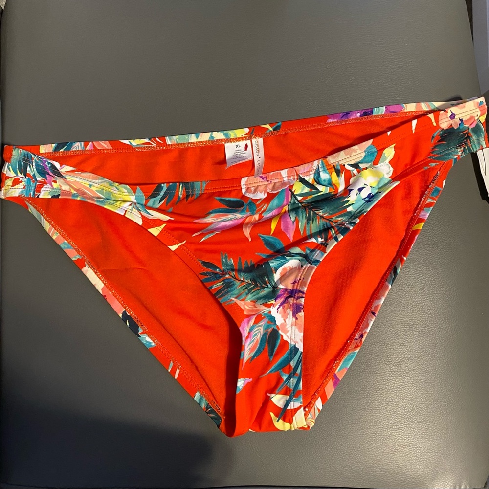 GIBSON LATIMER red floral bikini bottoms sz XL